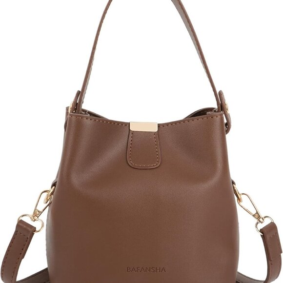 Elegant Crocodile Pattern Bucket Bag | Women’s Designer Shoulder Purse, Brown - Picture 7 of 7